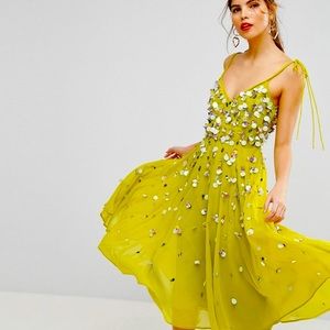 ASOS Embellished Tie Shoulder Cami Midi